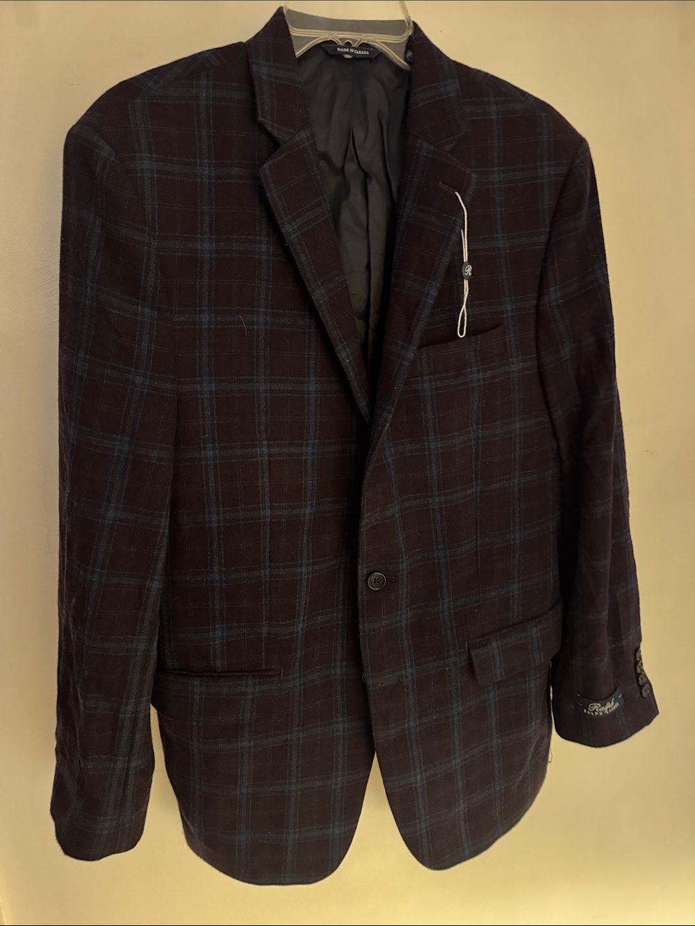 Ralph Lauren Brown Sport Coat with Blue Windowpane